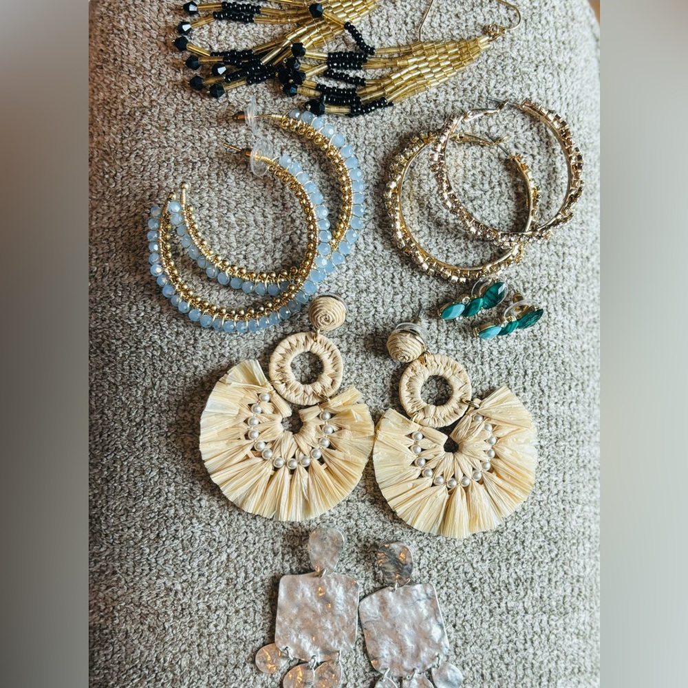 Beachy Statement Earring Bundle | Raffia Pearl Go… - image 8